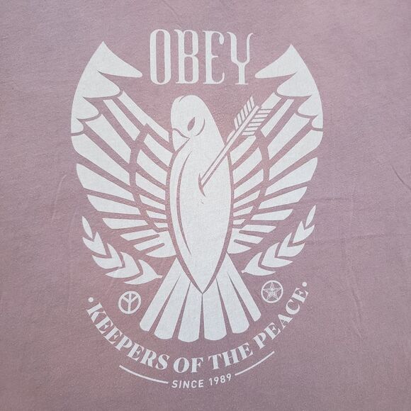 OBEY N°89 Keepers Of The Peace Sz Small Mens Modal Blend Eagle T-Shirt - Picture 2 of 6